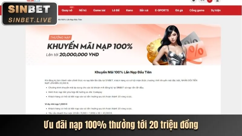 Thưởng nạp tiền OK365 Link